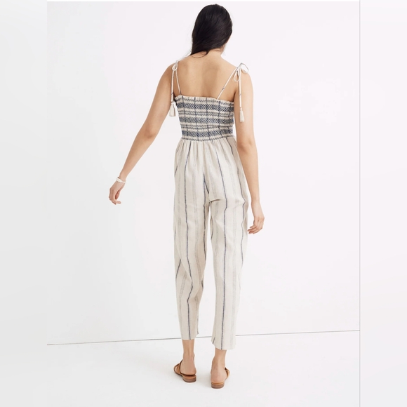 Madewell Smocked Cami Cotton-Linen Blend Jumpsuit - Picture 3 of 9